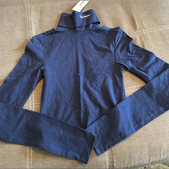 Nwt Lets Frans Urban Outfitters Blue Turtleneck Long Sleeve Shirt Size Small - Picture 1 of 4